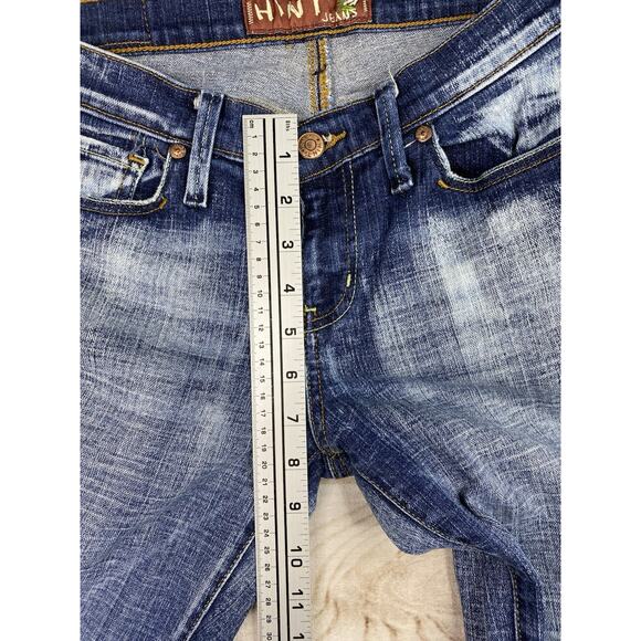 Vtg Hint Jeans Womens 9 Blue Flare Bootcut Low Rise Distressed Pockets Y2K - Picture 3 of 11